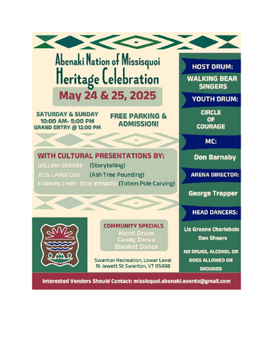 Abenaki Nation of Missisquoi Heritage Celebration May 24 & 25, 2025