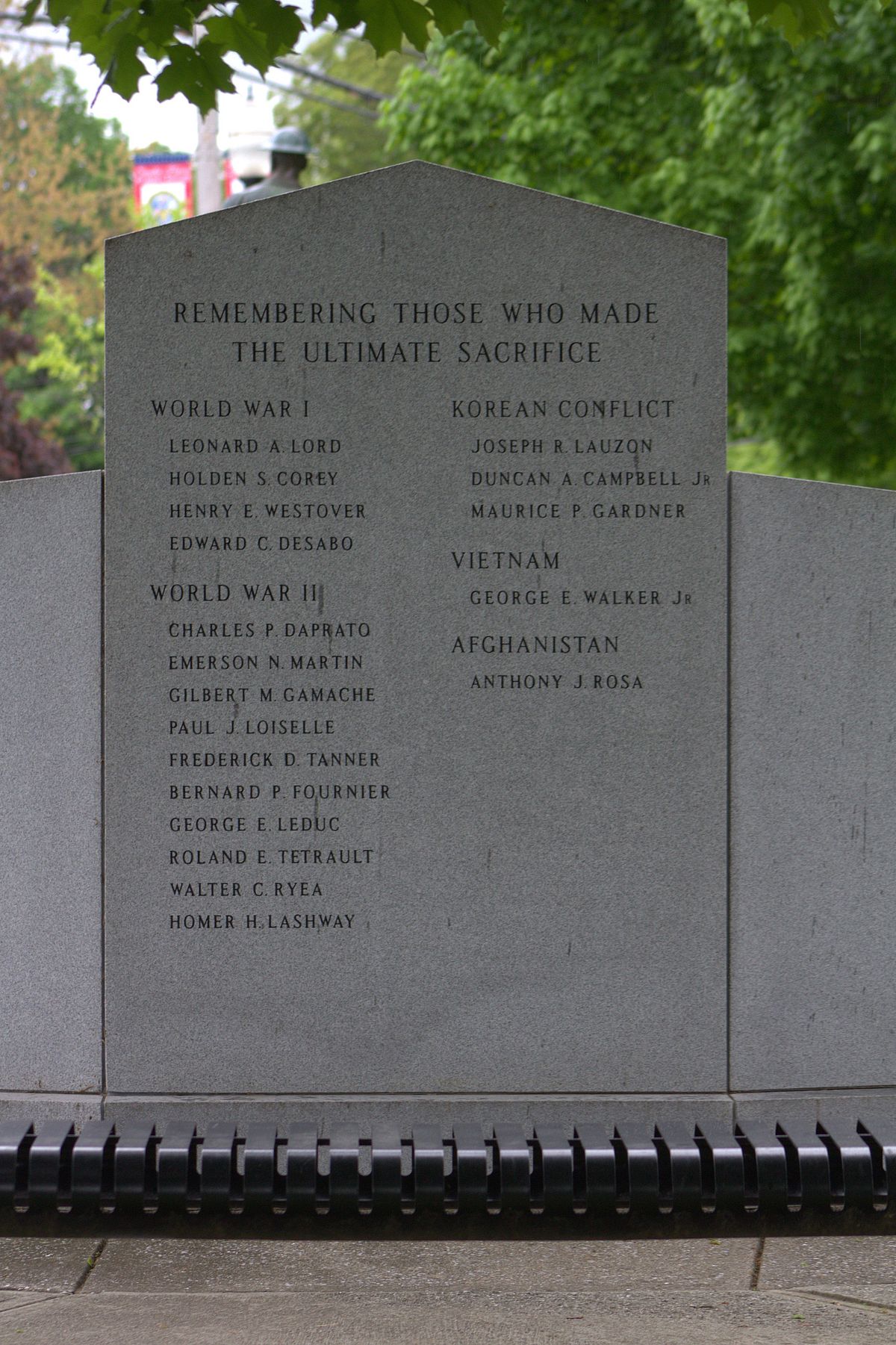 War Memorial listing soldiers names