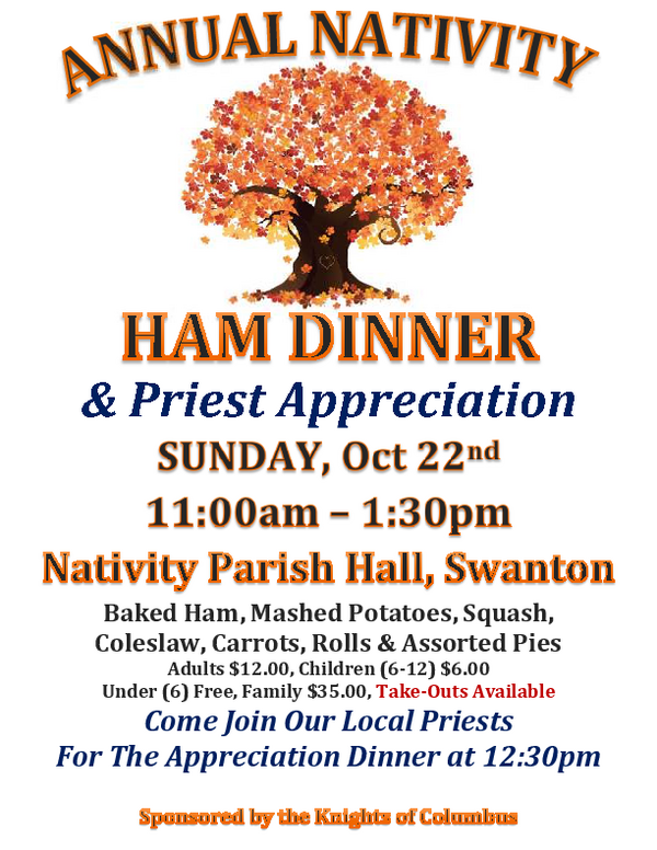 Annual Nativity Ham Dinner Swanton, Vermont
