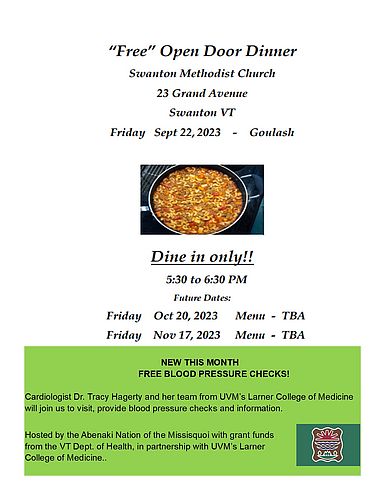 Free Open Door Dinner- Dine In Only