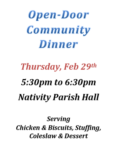 Open Door Community Dinner 2-29-24 